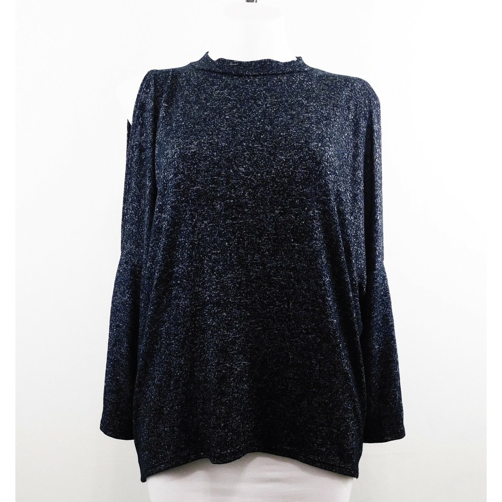Acemi Shirt, Size M, Black/White, 70% Rayon, 26% Polyester, 4% Spandex